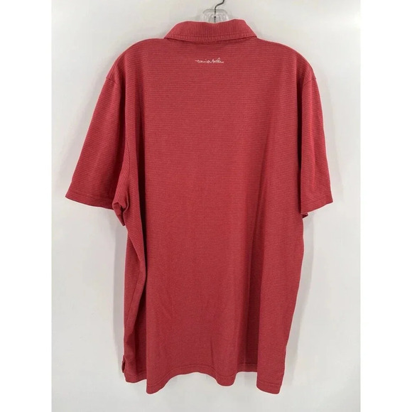 Travis Mathew Polo Shirt Mens 2XL XXL Red Striped Golf Stretch Performance Logo - Picture 6 of 9